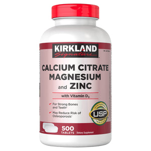 Kirkland Signature Calcium Citrate, Magnesium and Zinc, 500 Tablets