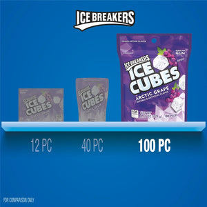 Ice Breakers Ice Cubes Arctic Grape Flavored Sugar Free Chewing Gum, Pouch 8.11 Oz, 100 Pieces