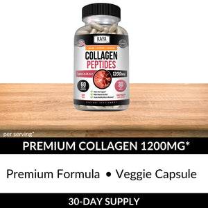 Collagen Peptides Types I, II, III, V, X 1200Mg Pills Anti-Aging Skin Capsules