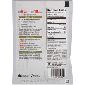 Mccormick Organics Non-Gmo Gluten Free Taco Seasoning Mix, 1 Oz Envelope