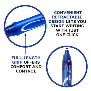 BIC Gel-Ocity Retractable Quick Dry Gel Pen, Medium Point, Blue, 12-Count