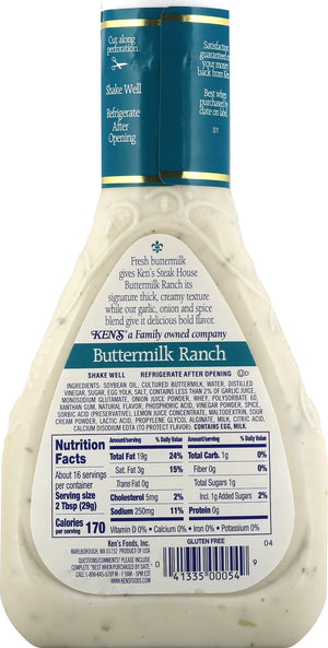 Ken'S Steak House Buttermilk Ranch Salad Dressing 16 Oz