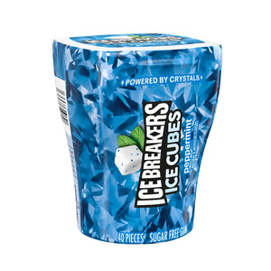 Ice Breakers Ice Cubes Peppermint Flavored Sugar Free Chewing Gum, Bottle 3.24 Oz, 40 Pieces