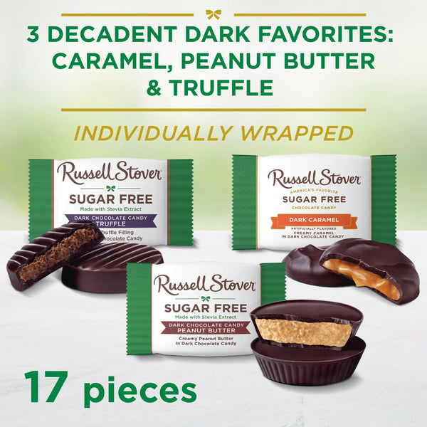 Assorted Dark Rcin RUSSELL STOVER Sugar Free Dark Chocolate Assorted Mix Candy, 9 Oz. Bag ...