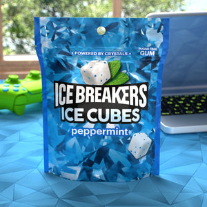 Ice Breakers Ice Cubes Peppermint Sugar Free Chewing Gum, Pouch 8.11 Oz, 100 Pieces
