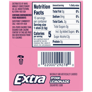 (2 Pack) Extra Pink Lemonade Sugar Free Chewing Gum - 15 Sticks