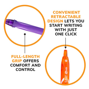 BIC Gel-Ocity Retractable Quick Dry Gel Pen, Medium Point, Assorted, 12-Count