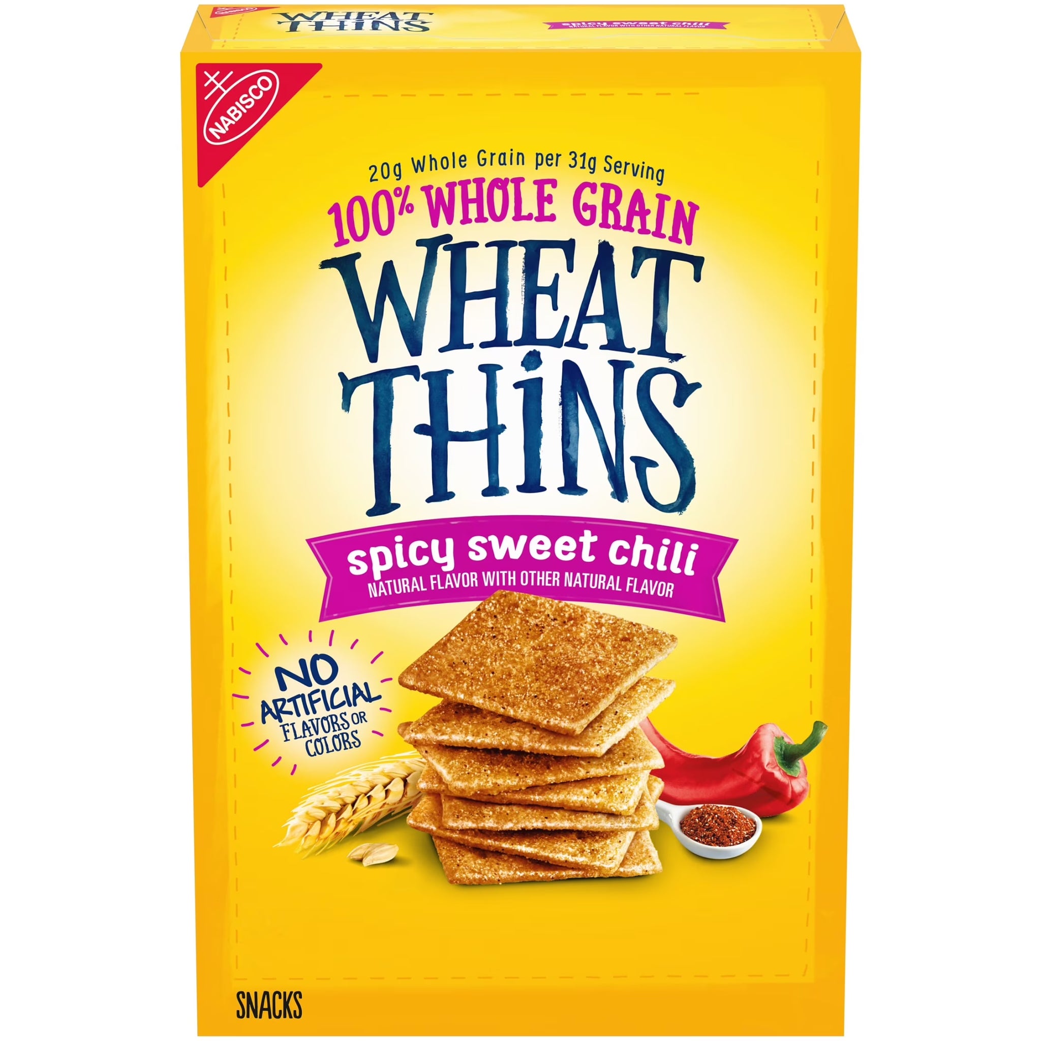 Wheat Thins 8.5 Oz Spicy Sweet Chili Snacks, Whole Grain Wheat Crackers, Snack Crackers, 8.5 Oz