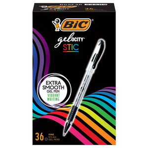 BIC Gelocity Smooth Gel Pens, Fine Point (0.5Mm), Black, 36-Count Pack