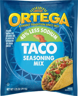 Ortega Taco 40% Less Sodium Seasoning Mix, 1.25 Oz