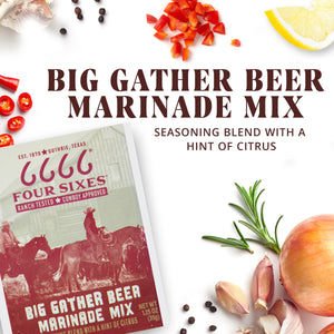 Four Sixes Big Gather Beer Marinade Mix, Meat Marinade with a Hint of Citrus, 1.25 Oz Packet