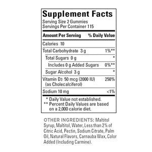 Nature Made Zero Sugar Vitamin D3 Gummies 50 Mcg., 230 Gummies