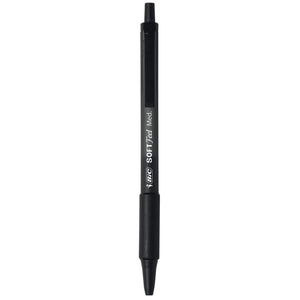 BIC Soft Feel Black Retractable Ballpoint Pens, Medium Point (1.0Mm), 12-Count