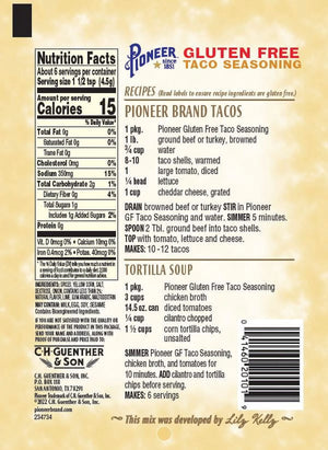 Pioneer Brand Gluten Free Taco Seasoning - 1 Oz