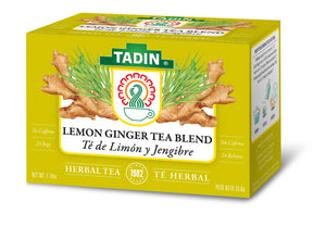 Tadin Lemon Ginger Tea, Herbal Tea, Caffeine-Free Tea, Herbal Tea Bags, 24 Count, Pack of 1