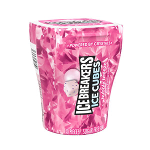 Ice Breakers Ice Cubes Bubble Breeze Flavored Sugar Free Chewing Gum, Bottle 3.24 Oz, 40 Pieces