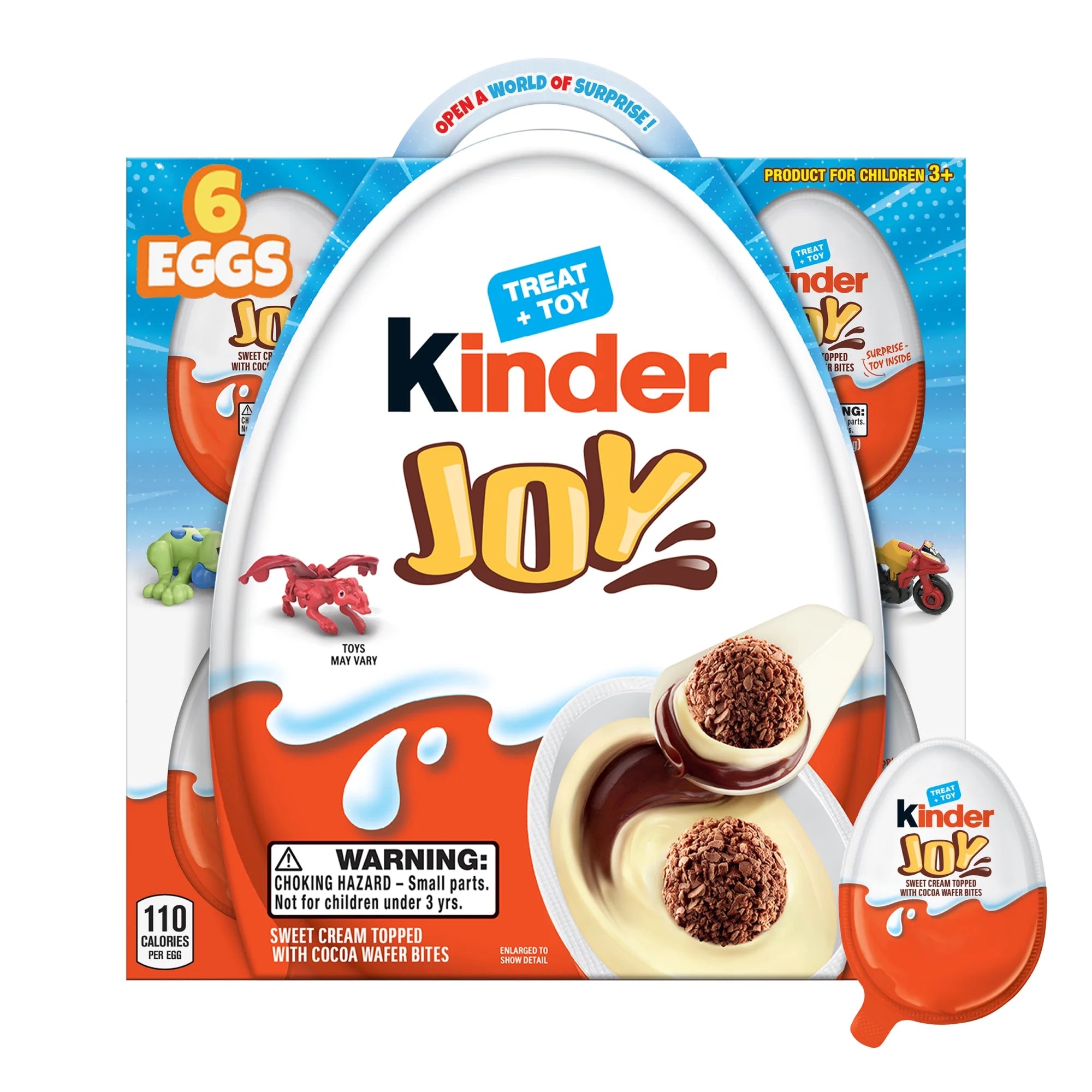 Kinder Joy Eggs, 6 Count, Treat plus Toy, Sweet Creams and Chocolatey Wafers, Individually Wrapped, 4.2 Oz