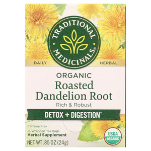 Traditional Medicinals, Organic Roasted Dandelion Root, Tea Bags, 16 Count