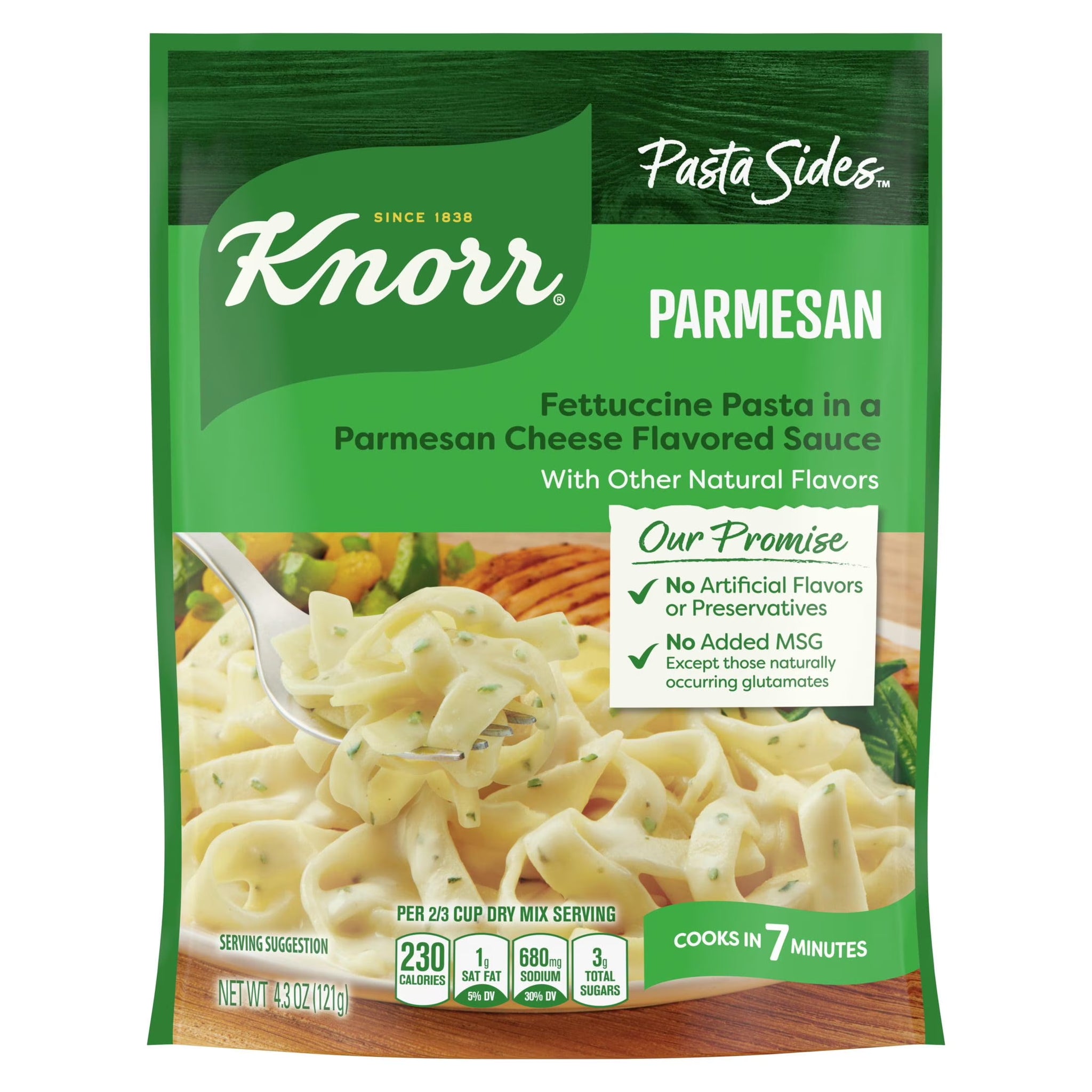 Knorr No Artificial Flavors Parmesan Pasta Sides, 7 Minute Cook Time, 4.3 Oz