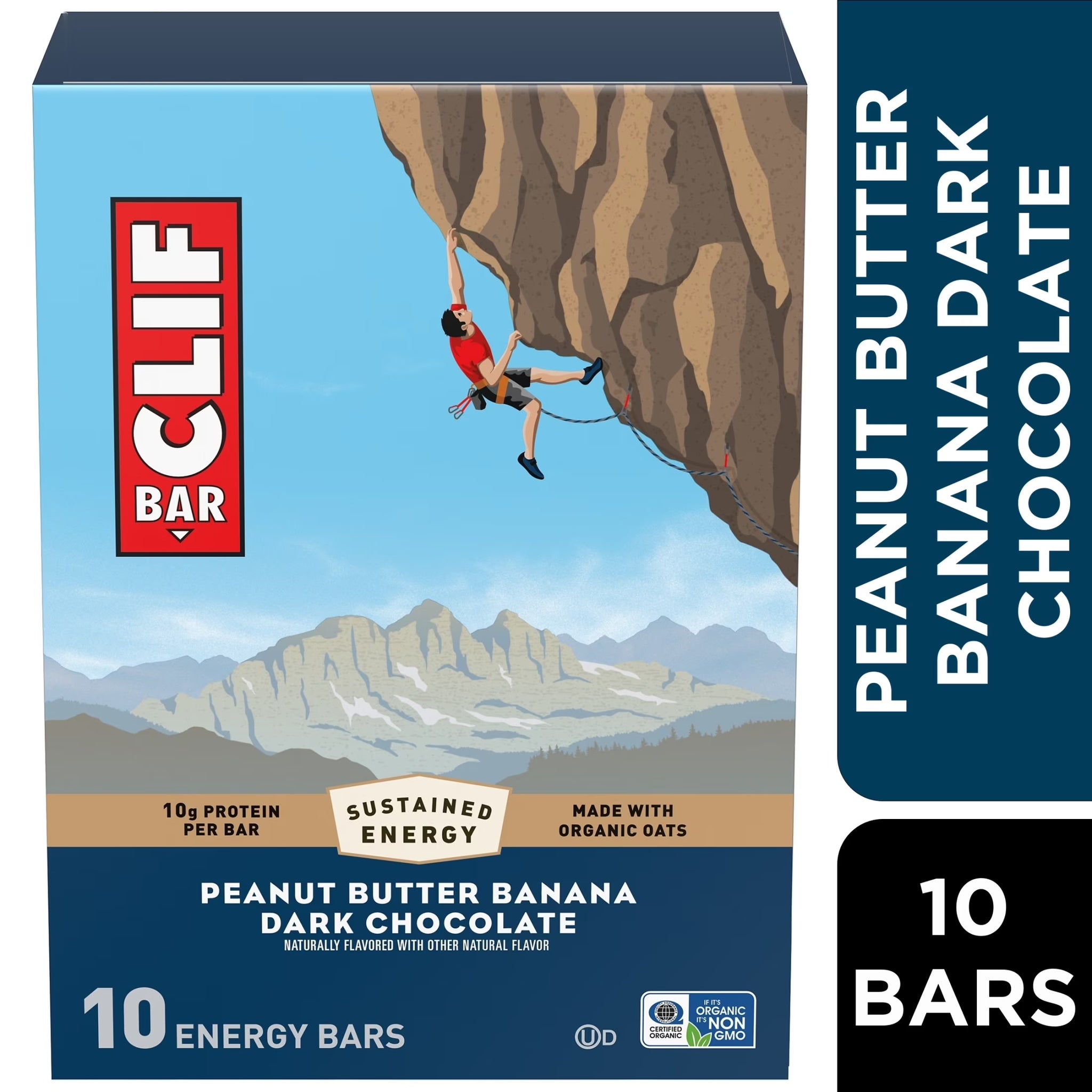 CLIF BAR 10Ct Peanut Butter Banana with Dark Chocolate Energy Protein Bars, Peanut Butter Banana with Dark Chocolate, 10Ct