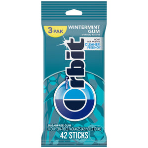 Orbit Wintermint Sugar Free Chewing Gum Travel Essentials - 3 Ct Pack