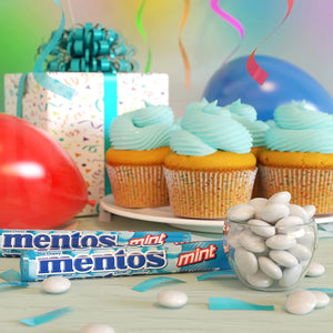 (2 Pack) Mentos Chewy Breath Mints Candy Roll, Peppermint, Peanut Free, Regular Size, 1.32 Oz, 6 Count