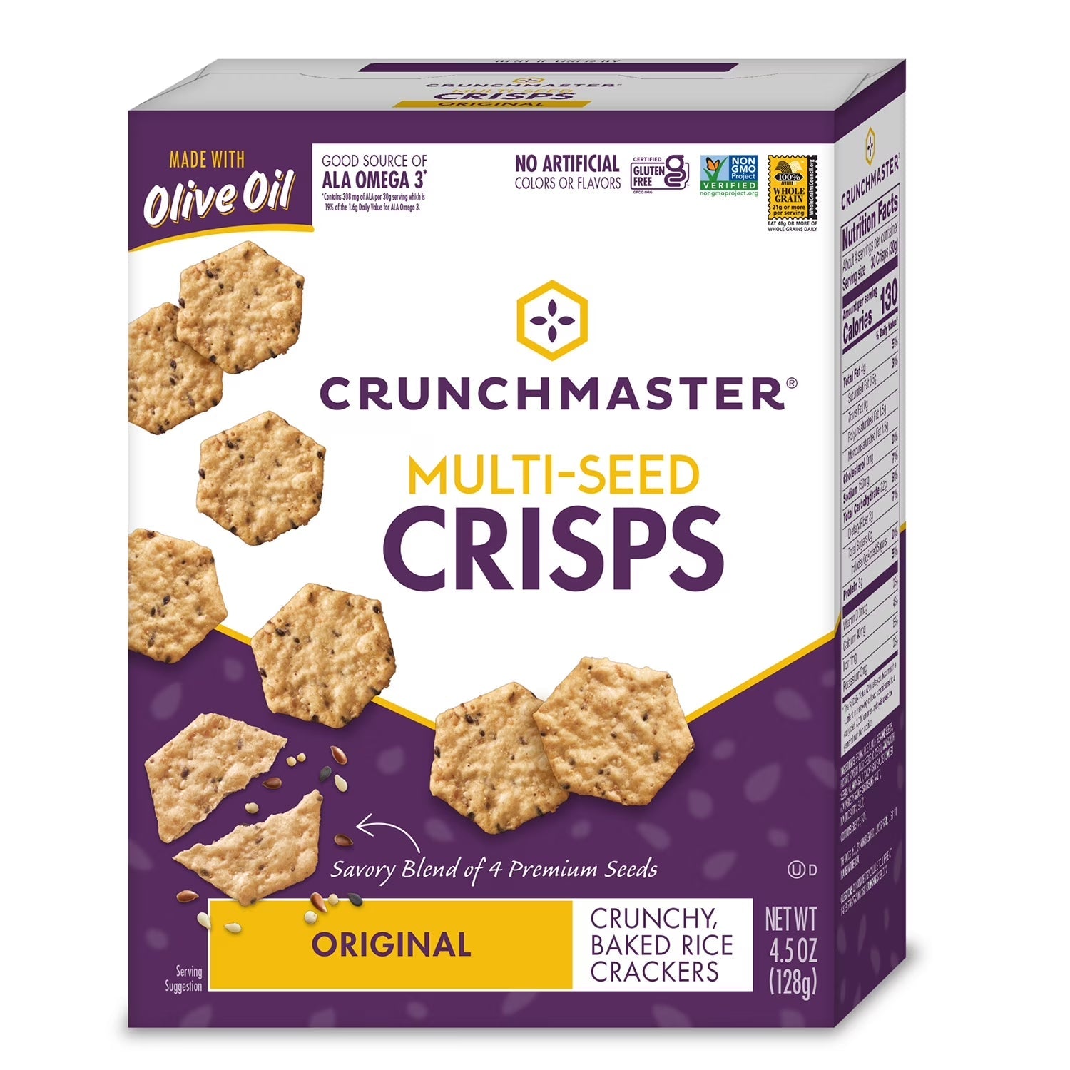 Crunchmaster 4.5 Oz FC Original Multi-Seed Crisps Gluten-Free Crackers, 4.5 Oz. Foil Bag in Carboard Box