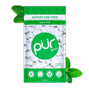 PUR Gum, Aspartame Free, Sugar Free & 100% Xylitol, Spearmint Chewing Gum, 55 Pieces, Pack of 1