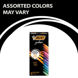 BIC Gel-Ocity Quick Dry Gel Pens, Medium Point (0.7Mm) Assorted Colors, 12-Count