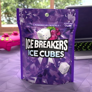 Ice Breakers Ice Cubes Arctic Grape Flavored Sugar Free Chewing Gum, Pouch 8.11 Oz, 100 Pieces