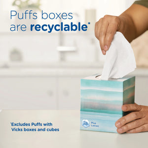 Puffs Ultra Soft Non-Lotion Facial Tissues, 3 Family Boxes, 124 Tissues per Box