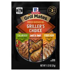 Mccormick Grill Mates Gluten Free Griller'S Choice Chicken Marinade Mix, 1.12 Oz Envelope