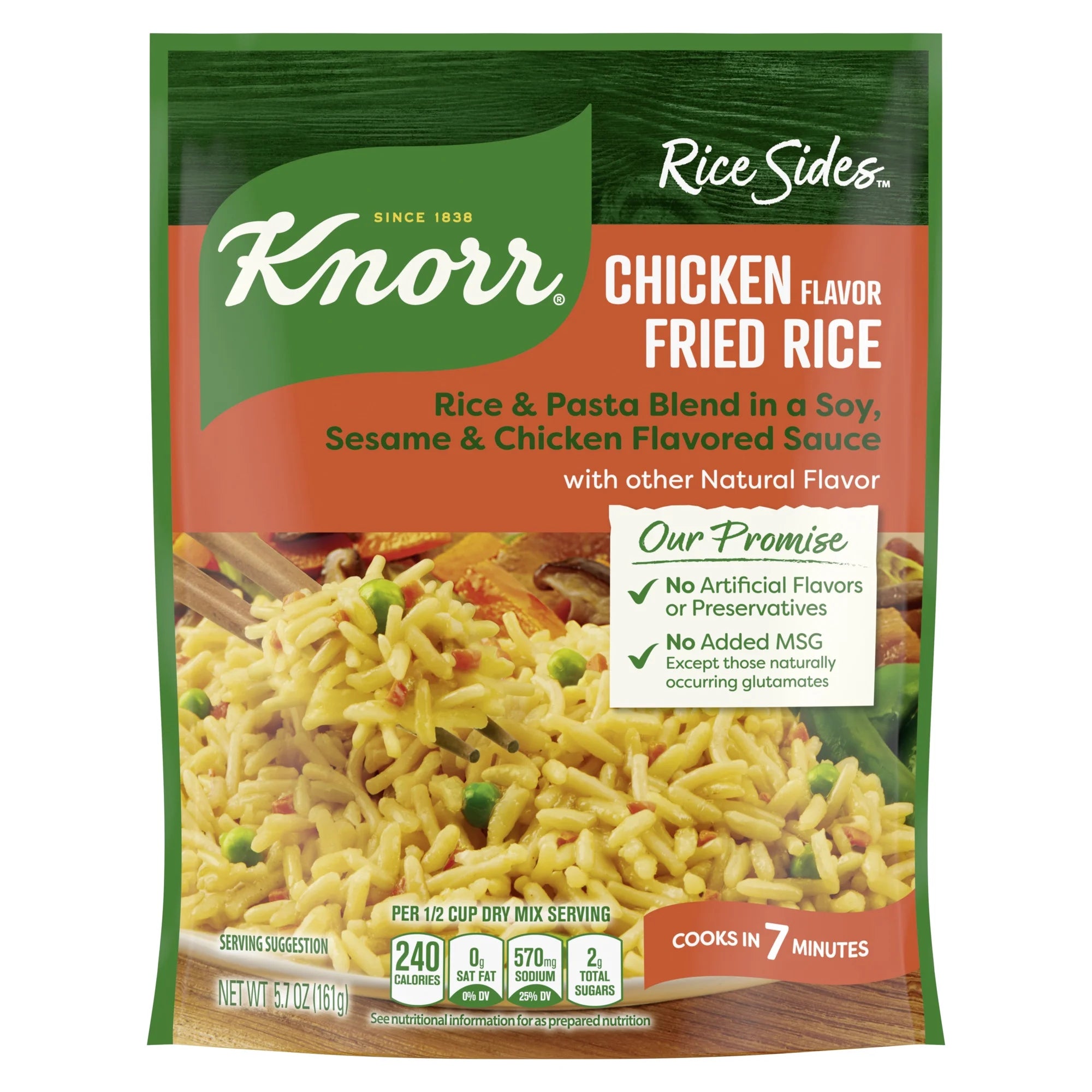 Knorr No Artificial Flavors Chicken Fried Rice Cooks in 7 Minutes, 5.7 Oz Regular Pouch