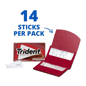 Trident Sugar Free Gum, Cinnamon, 3 Packs of 14 Regular Size Pieces (42 Total Pieces)