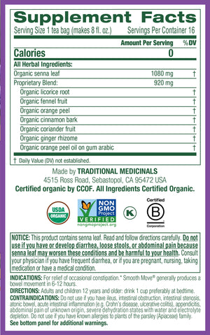 Traditional Medicinals, Organic Smooth Move, Tea Bags, 16 Ct
