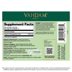 VAHDAM, Organic Ashwagandha Powder (2.47Oz) Gluten-Free, Raw Indian Ginseng, Direct from Source