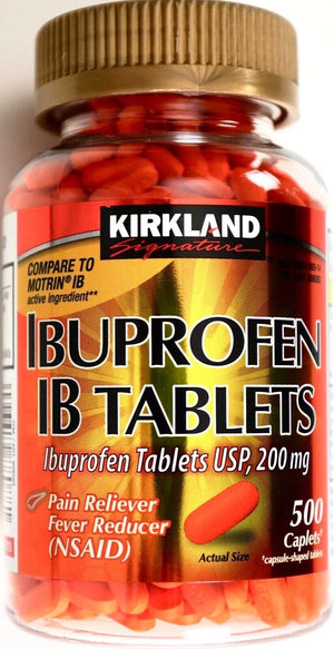 Kirkland Signature Ibuprofen IB Tablets 200Mg NSAID Pain/Fever 500 Caplets Each