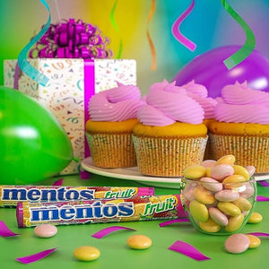 Mentos Chewy Breath Mints Candy Roll, Fruit, Nut Free, Regular Size, 1.32 Oz, 6 Count