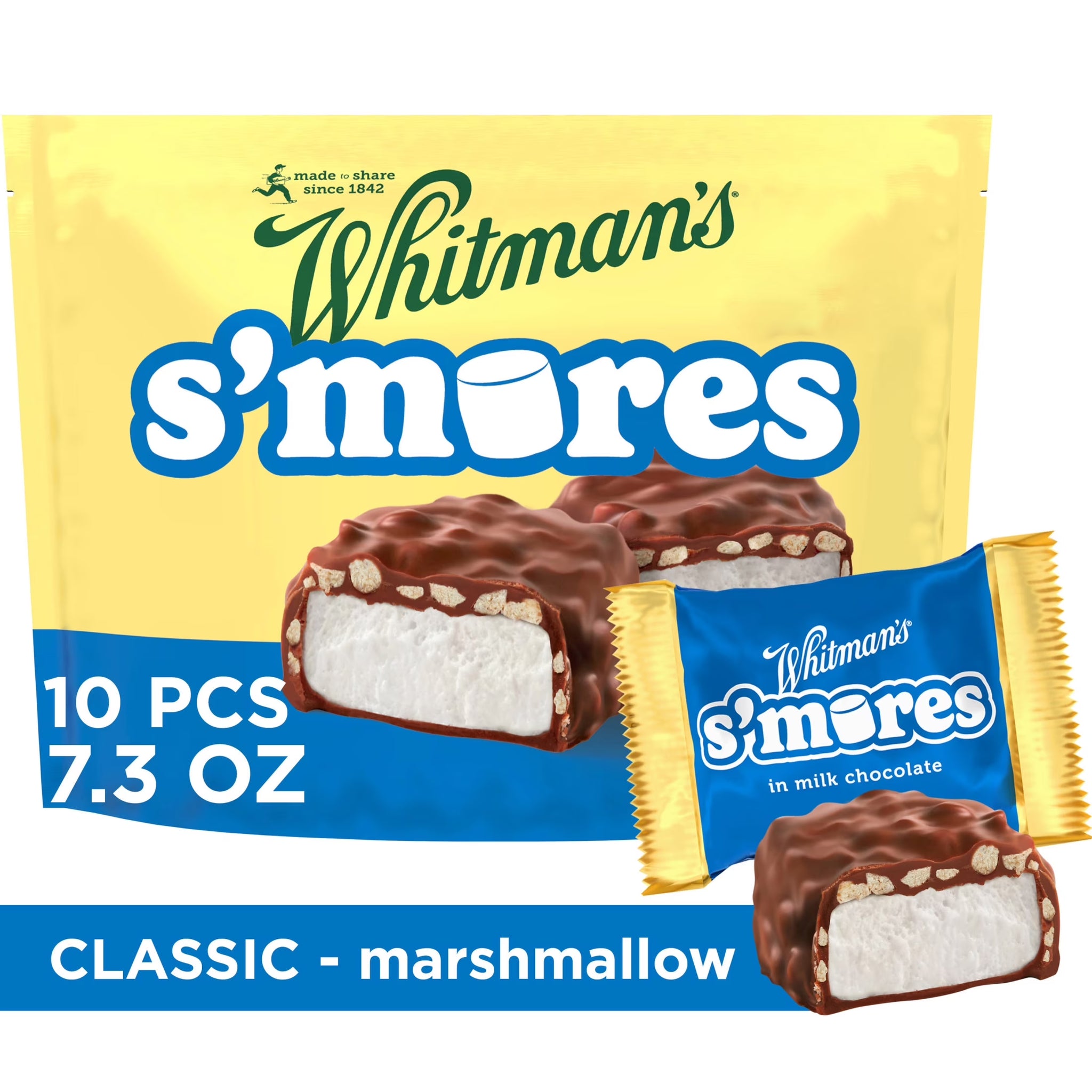 Whitman'S S'Mores Milk Chocolate Candy Classic Marshmallow, Bag 7.3 Oz. (10 Pieces)