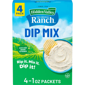 Hidden Valley Original Ranch Dips Mix, Gluten Free, Keto-Friendly, 1 Oz, 4 Packets
