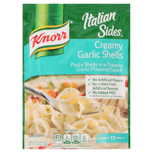 (4 pack ) Knorr No Artificial Flavors Creamy Garlic Spiral Pasta Cooks in 8 Minutes , 4.4 Oz Regular Pouch