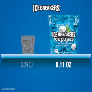 Ice Breakers Ice Cubes Peppermint Sugar Free Chewing Gum, Pouch 8.11 Oz, 100 Pieces