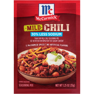 Mccormick 30% Less Sodium Chili Mild Seasoning Mix, 1.25 Oz Envelope