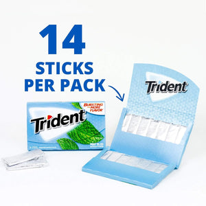 Trident Sugar Free Gum, Mint Bliss, 3 Packs of 14 Regular Size Pieces (42 Total Pieces)