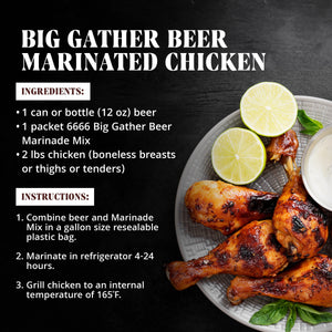 Four Sixes Big Gather Beer Marinade Mix, Meat Marinade with a Hint of Citrus, 1.25 Oz Packet