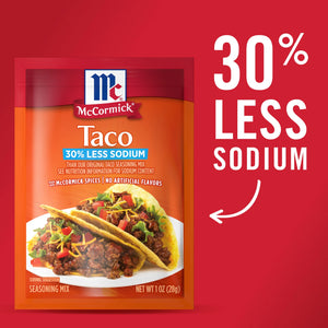 Mccormick 30% Less Sodium Taco Seasoning Mix, 1 Oz Envelope