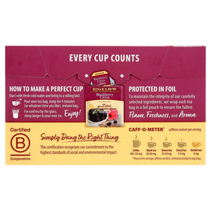 Bigelow Blackberry Citrus plus Zinc, Caffeine-Free Herbal Tea Bags, 18 Count