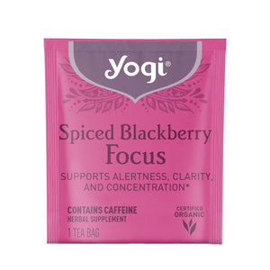 Yogi Tea Spiced Blackberry Focus, Contains-Caffeine Black Tea, Wellness Tea Bags, 16 Count