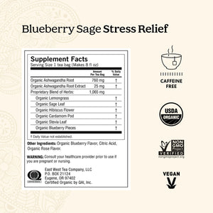 Yogi Tea, Blueberry Sage Stress Relief, Caffeine-Free Herbal Tea Bags, 16 Count