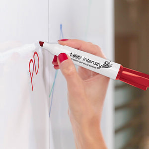 BIC Intensity Low Odor Dry Erase Marker, 12 Pack, Chisel Tip, Red, Non-Toxic